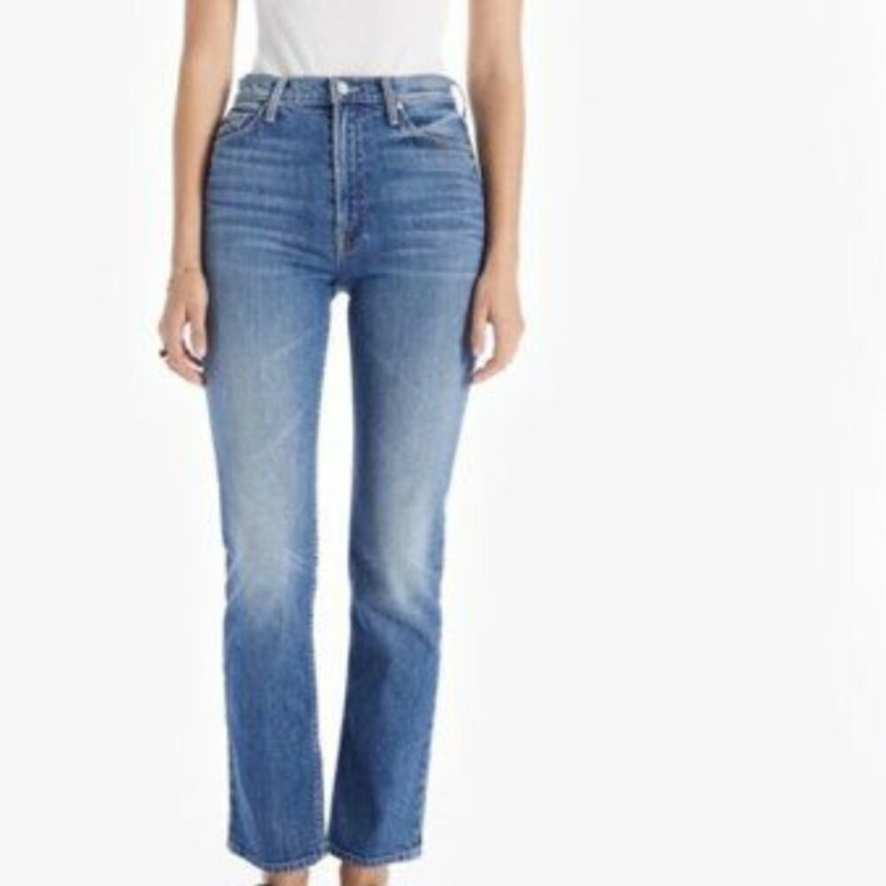 Mother Superior High Rise Rider Skimp Straight leg medium wash jeans